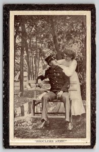 Military Romance Shoulders Arms Soldier And Lovely Lady Postcard Y29