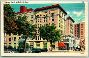 Marion Hotel Street View Little Rock Arkansas AR Linen Postcard J6