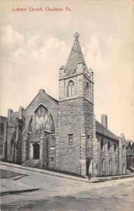 Charlerol Pennsylvania Luthern Church Street View Antique Postcard K90985