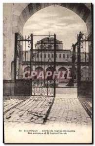 Old Postcard Salonika Entrance of the St. Sophia church Greece