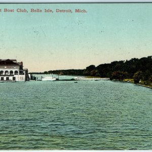 1909 Belle Isle, Detroit, Mich Elite Boat Club Litho Photo Postcard Dietsche A33