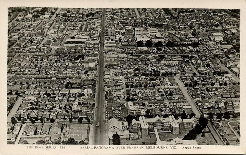 australia, MELBOURNE, Vic., Aerial Panorama over Prahran (1940s) The Rose RPPC