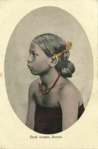 malay malaysia, BORNEO SARAWAK, Beautiful Dayak Woman, Jewelry (1910s) Postcard