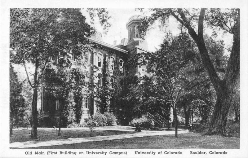 Boulder Colorado University Old Main First Building on Campus Postcard J51313