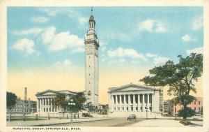 Springfield Massachusetts Municipal Group, Old Car 1918 White Border  Postcard