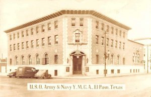 El Paso Texas USO Army and Navy YMCA Real Photo Vintage Postcard AA316