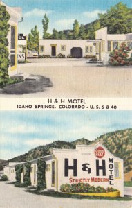 Linen Postcard H & H Motel in Idaho Springs, Colorado~129447