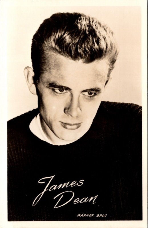 Real Photo Postcard Portrait Photograph of Actor James Dean Warner Brothers 