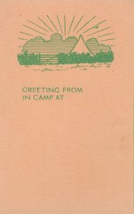 Camp Sunset Camping at Tent Boy Scouts Girl Guides Old Greetings Postcard