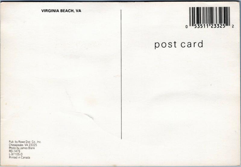 postcard VA - Virginia Beach - beach scene, shoreline view