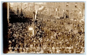 Kansas City MO RPPC Photo Postcard Waiting For American Legion Parade Doubleday