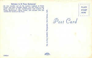 Santa Barbara California 1960s Postcard Entrance To El Paseo Restaurant