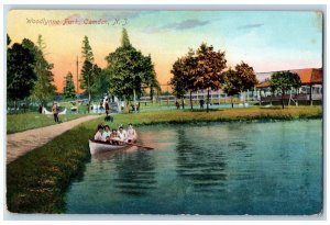 c1910 Canoeing Woodlynne Park Lake Camden New Jersey NJ Vintage Antique Postcard