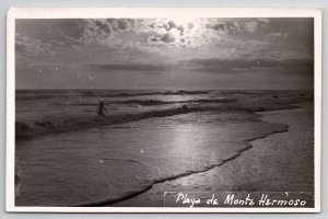 Argentina Playla De Monte Hermoso RPPC Beach Scene Postcard A48