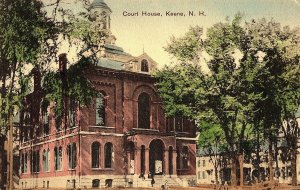 C.1907 Court House, Keene, N. H. Vintage Hand Colored Postcard P124