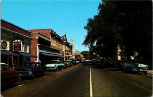 Postcard MA Hyannis Cape Cod The Main Street Classic Cars Drug Store ~1960 S21
