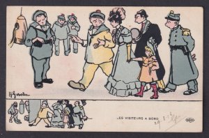 Propaganda postcard, Marine life, Visitors on Board, Satire, WWI
