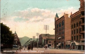 Postcard Washington Street Scene in Ogden, Utah