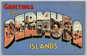 1938 Large Letter  Greetings From  Bermuda Islands  Postcard