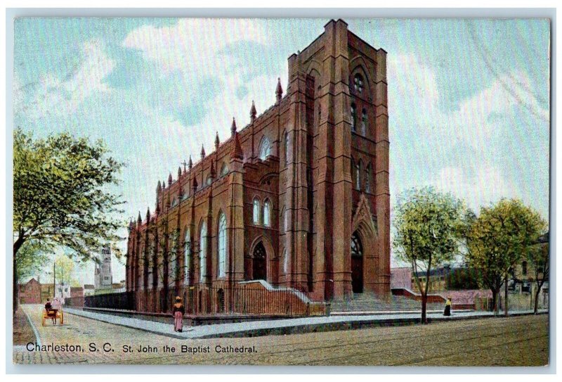 c1910s John The Baptist Cathedral Exterior Charleston South Carolina SC Postcard 