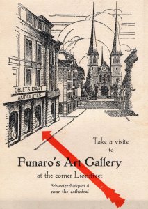 Funaro's Art Gallery Lucerne Old Swiss Advertising Postcard Ephemera