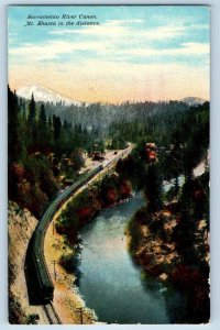1911 Sacramento River Canon Mt. Shasta Locomotive Sacramento California Postcard