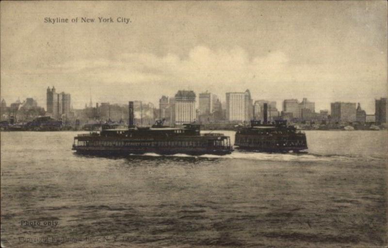 New York City Ferry Boats Steamers Jersey City c1910 Unused Postcard