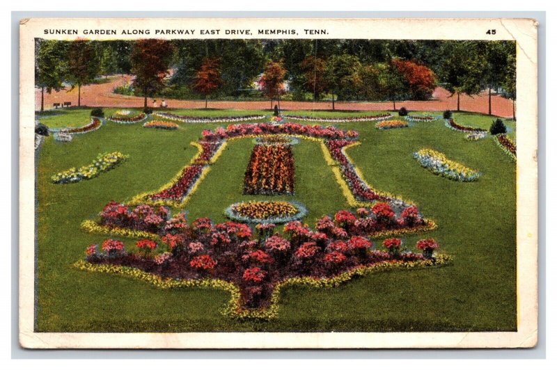 Sunken Garden Parkway East Drive Memphis Tennessee TN WB  Postcard V9