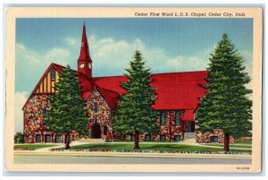 c1940 Cedar First Ward LDS Chapel Church Exterior View Cedar City Utah Postcard