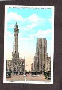 IL Michigan Ave Chicago Ave Water Tower Palmolive Building Illinois:Postcard