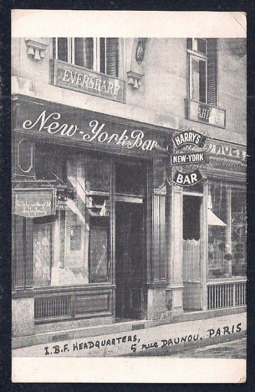 Harry's New York Bar Paris France Unused c1920s