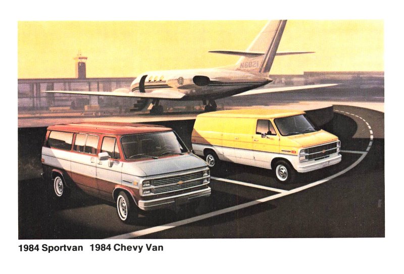 The New 1984 Chevrolet Spportvan And The 1984 Chevy Van TAKING CHARGE Postcard