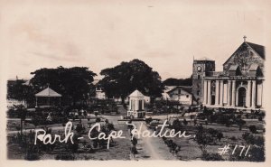 Cape Haitien Park & Church Haiti near Cuba Antique Postcard