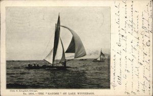 Oshkosh Wisconsin WI KAYOSH Boat Ship Sailboat Lake Winnebago c1905 Postcard