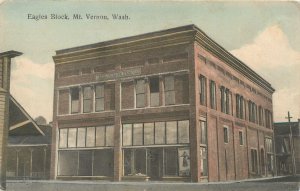 MT. VERNON, WA~ Handcolored EAGLES BLOCK Street Scene Skagit Co.1910s Postcard