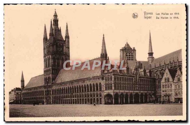 Old Postcard Ypres Les Halles in 1914