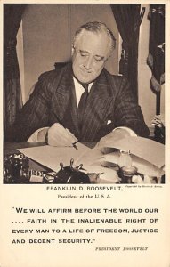 Franklin D. Roosevelt President of The U.S.A View Postcard Backing 