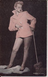 Arcade Card,Sexy Woman, ca. 1930-40's Girl w Dog, Fashion, Great Legs & Hair
