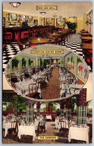 Vtg New York City NY Zucca's Restaurant Bar & Grill The Gardens 1940s Postcard