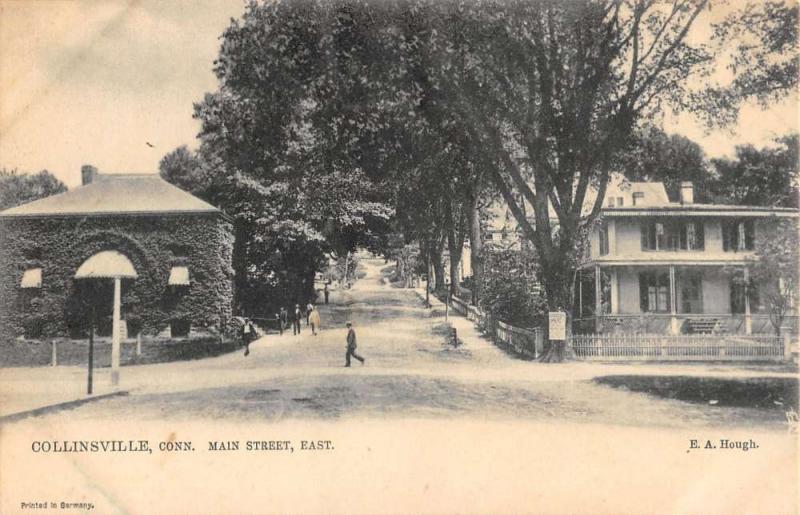 Collinsville Connecticut Main Street Scene Moss Bldg Antique Postcard K14652