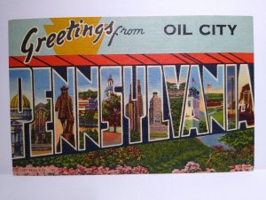 Greeting From Oil City Large Letter Postcard Pennsylvania Linen Curt Teich
