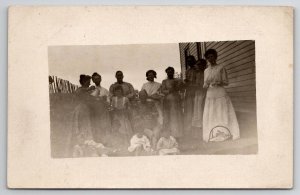 RPPC Family In Yard Chicken Eggs Food Children Coffee Pot Granny Postcard K30