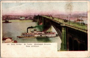 View of Eads Bridge, St. Louis MO Mica Undivided Back c1906 Vintage Postcard G51