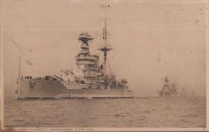 HMS Queen Elizabeth Displacement Weight Antique Postcard