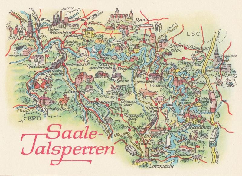 Saale Talsperren Die Saalekaskad Transport German Germany Map Postcard