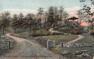 NORWICH, CT Connecticut  MOHEGAN PARK Pavilion~Man On Trail *2* c1910s Postcards
