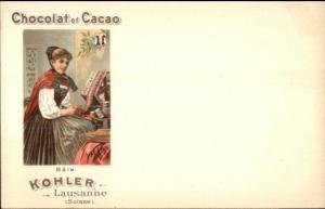 Kohler Chocolat Cacao Swiss Canton Shield Woman c1900 Postcard BALE myn