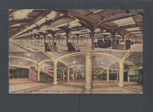 1912 Post Card Chic IL Street Level Lobby Chic & Northwestern Passenger Terminal