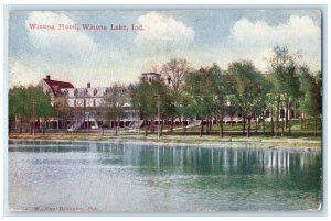 1910 Winona Hotel Exterior Building Winona Lake Indiana Vintage Antique Postcard