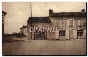 Cahmpagne Saint Hilaire Old Postcard Square pillory and road Couhe (hairdresser)